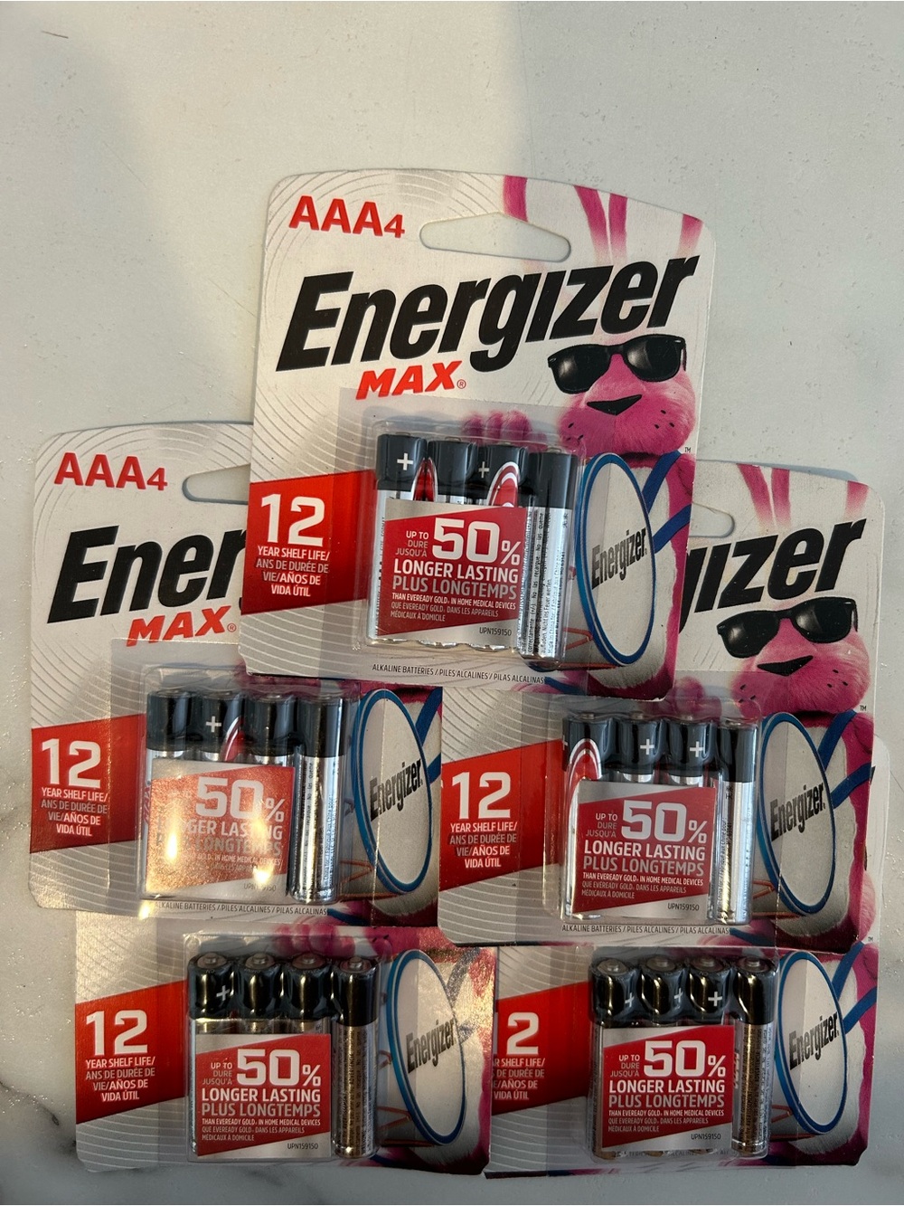MAX AAA Batteries - Pack of 4. 5 boxes. (20 batteries total)- Black/Silver